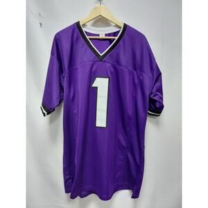 Made In Philippines Purple Football Jersey Number 1 Solid Short Sleeve Size XL
